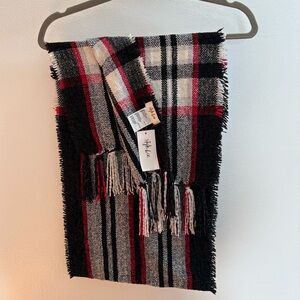 Style & Co Red And Black Plaid Knit Scarf OS